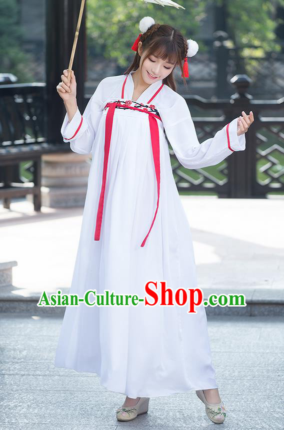 Traditional Ancient Chinese National Costume, Elegant Hanfu Embroidery Plum Blossom Blouse and Dress, China Tang Dynasty Upper Outer Garment Elegant Dress Clothing for Women