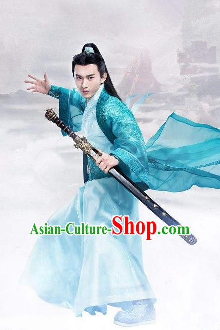 Traditional Ancient Chinese Swordsman Costume, Chinese Han Dynasty Jiang Hu Swordsman Robe, Cosplay China Young Childe Chinese Bladesman Hanfu Clothing for Men