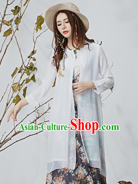 Traditional Ancient Chinese National Costume, Elegant Hanfu White Cardigan, China Tang Suit Cape, Upper Outer Garment Dust Coat Cloak Clothing for Women