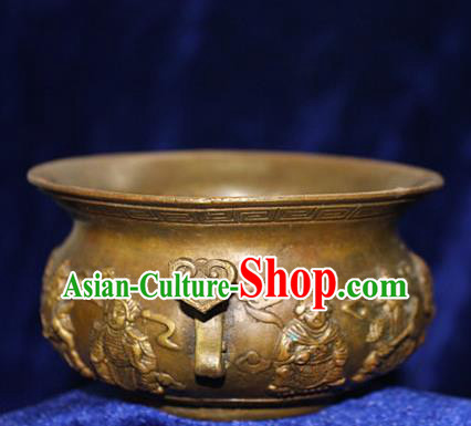 Traditional Chinese Miao Nationality Crafts Decoration Accessory Bronze Censer, Hmong Handmade Buddharupa Burner Ornaments, Miao Ethnic Minority Exorcise Evil Incense Burner