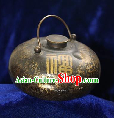 Traditional Chinese Miao Nationality Crafts Decoration Accessory Bronze Flagon, Hmong Handmade Dragon Flagon Ornaments, Miao Ethnic Minority Exorcise Evil Wine Pot