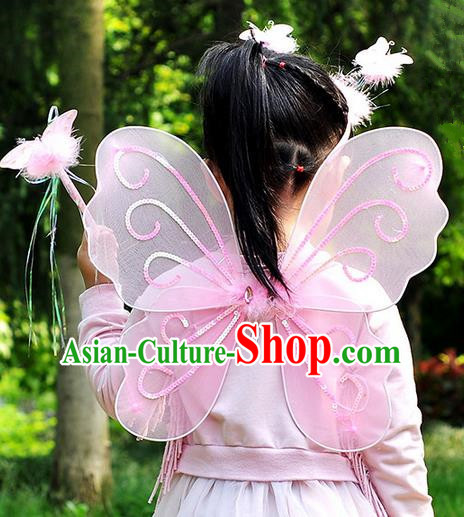 Chinese Children Kindergarten Stage Performance Angel Stockings Butterfly Wings