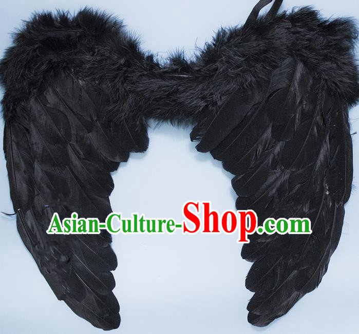 Chinese Children Kindergarten Stage Performance Prop Angel Black Feather Butterfly Wings for Kids