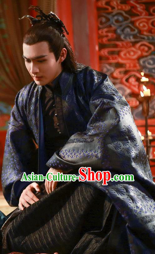 Traditional Ancient Chinese Nobility Childe Costume, Elegant Hanfu Male Lordling Dress, Cosplay Inferno Emperor Clothing, China Imperial Prince Embroidered Black Clothing for Men