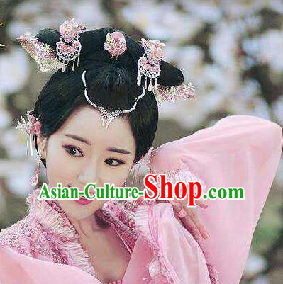 Traditional Handmade Chinese Ancient Classical Hair Accessories Complete Set, Han Dynasty Barrettes Hairpin, Hanfu Hair Sticks Hair Jewellery, Hair Fascinators Hairpins and Earrings for Women