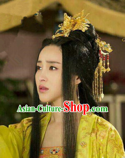 Traditional Handmade Chinese Ancient Classical Hair Accessories Complete Set, Han Dynasty Imperial Consort Phoenix Coronet, Xiuhe Suit Hanfu Palace Princess Hair Sticks Hair Jewellery, Hair Fascinators Hairpins for Women