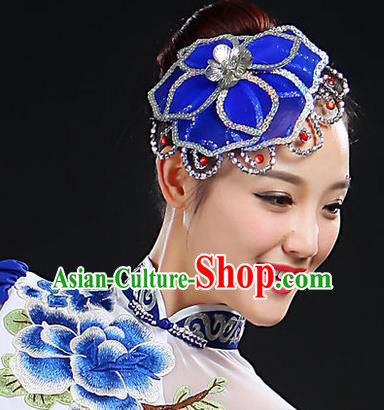 Traditional Handmade Chinese Yangge Fan Dancing Classical Hair Accessories, Folk Dance Yangko Peacock Dance Peony Headwear For Women