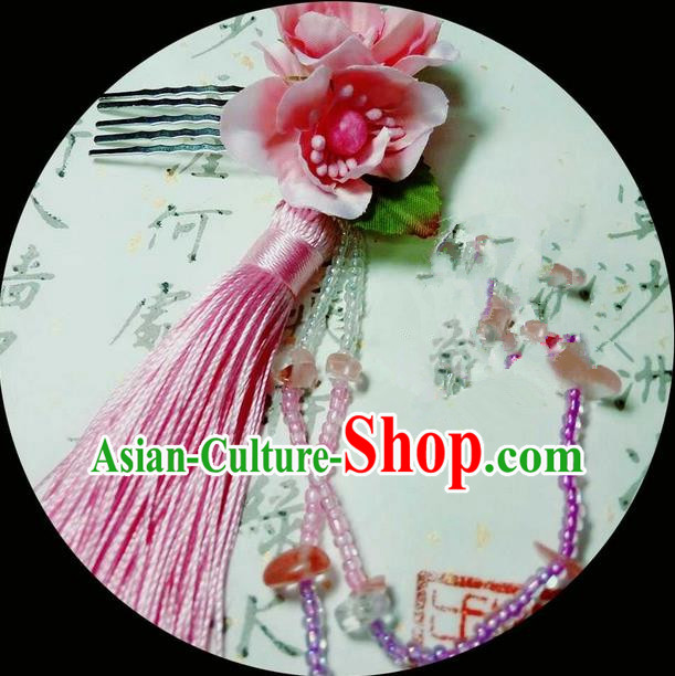 Traditional Handmade Chinese Ancient Classical Hair Accessories, Han Dynasty Barrettes Hairpin, Hanfu Hair Sticks Flowers Tassel Hair Comb Jewellery, Hair Fascinators Hairpins for Women