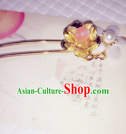 Traditional Handmade Chinese Ancient Classical Hair Accessories, Han Dynasty Barrettes Pearl Hairpin, Hanfu Hair Sticks Flowers Tassel Hair Jewellery, Hair Fascinators Hairpins for Women