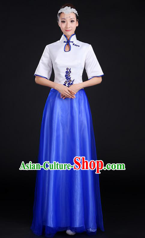 Traditional Chinese Modern Dancing Compere Costume, Women Opening Classic Chorus Singing Group Dance Uniforms, Modern Dance Classic Dance Cheongsam Dress for Women