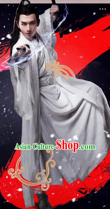 Traditional Ancient Chinese Elegant Swordsman Costume, Chinese Jiang hu Disciple Dress, Cosplay Chinese Television Drama Jade Dynasty Qing Yun Faction Young Justice Hanfu Clothing for Men