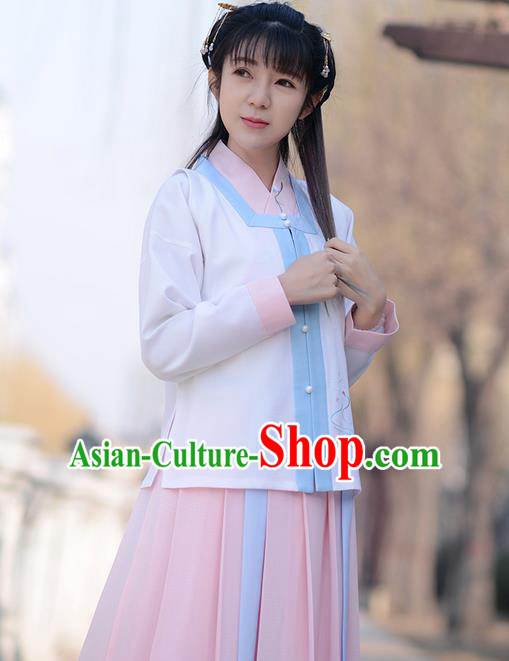 Traditional Ancient Chinese Young Lady Costume Embroidered Sleeveless Over-dress, Elegant Hanfu Vests Clothing Chinese Ming Dynasty Imperial Princess Dress Clothing for Women