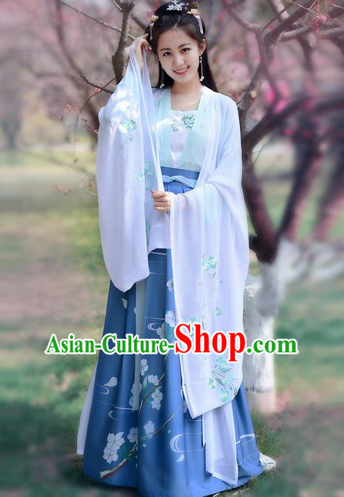 Traditional Ancient Chinese Young Lady Elegant Costume Embroidered Wide Sleeve Cardigan, Elegant Hanfu Clothing Chinese Jin Dynasty Imperial Princess Clothing for Women