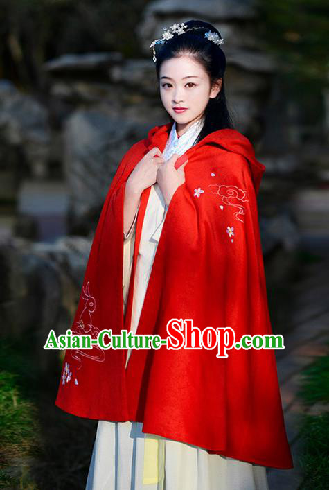 Traditional Chinese Ancient Ming Dynasty Princess Embroidered Mantle Cape for Women