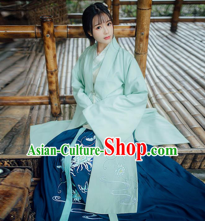 Traditional Ancient Chinese Young Lady Elegant Costume Embroidered Epiphyllum Wide Sleeve Cardigan, Elegant Hanfu Clothing Chinese Ming Dynasty Imperial Princess Clothing for Women