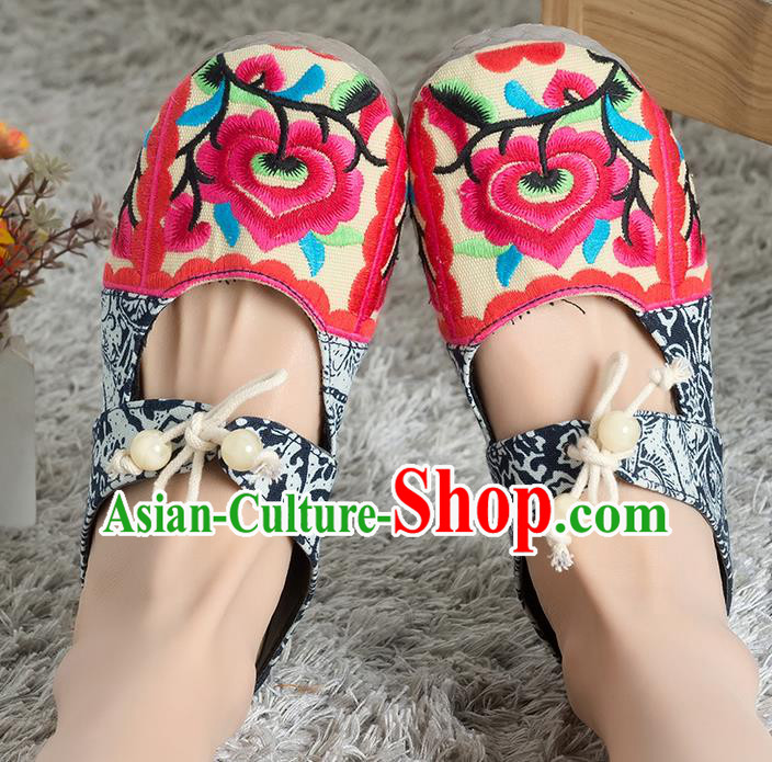 Traditional Chinese Shoes, China Handmade Linen Embroidered Red Shoes, Ancient Princess Cloth Shoes for Women