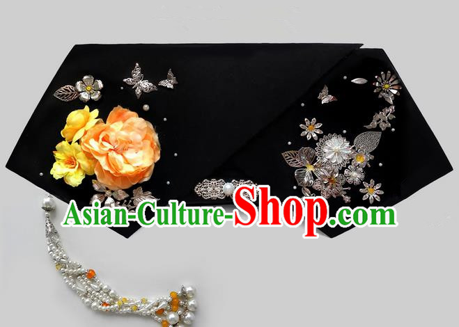 Traditional Ancient Chinese Imperial Consort Hair Jewellery Accessories, Chinese Qing Dynasty Manchu Palace Lady Headwear Zhen Huan Big La fin Tassel Headpiece, Chinese Mandarin Imperial Concubine Flag Head Hat Decoration Accessories for Women