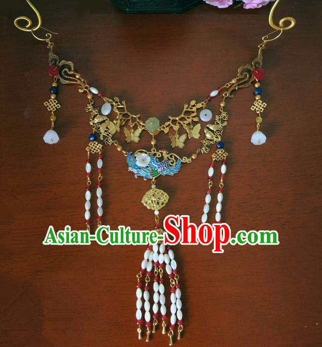 Traditional Handmade Chinese Ancient Classical Accessories Necklace, China Wedding Bride Wreaths Jewellery Necklet for Women