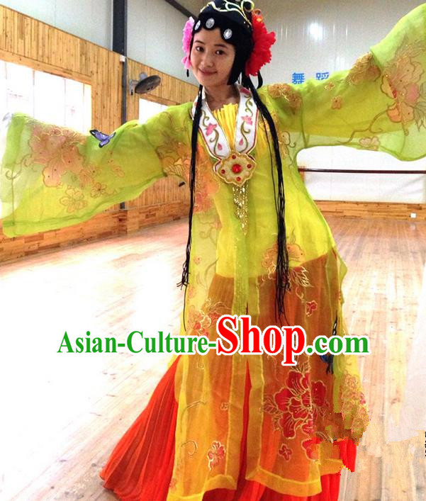 Traditional Chinese Ancient Peking Opera Diva Water Sleeve Dancing Costume, Classical Folk Dance Costume Drum Dance Clothing for Women