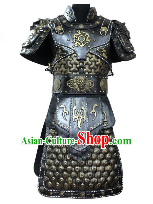 Traditional Chinese Ancient Peking Opera Armour Costume Complete Set, Tang Dynasty General Soldiers Armor Clothing for Men