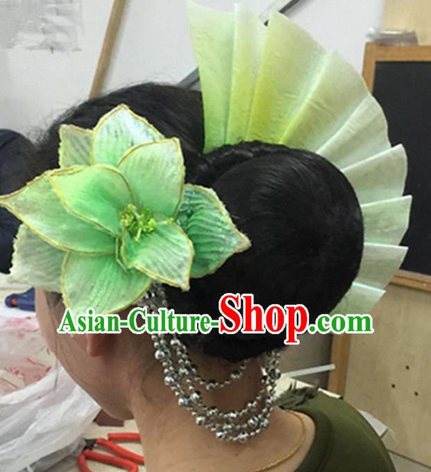 Traditional Ancient Chinese Classical Fan Dance Hair Accessories Props, Folk Yangko Dance Headwear Classical Dance Hair Ornaments for Women