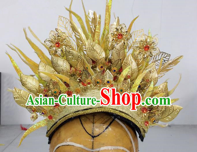 Traditional Ancient Thailand Kingdom Classical Queen Hair Accessories Props, Indonesia Empress Headwear Hair Ornaments Royal Crown for Women