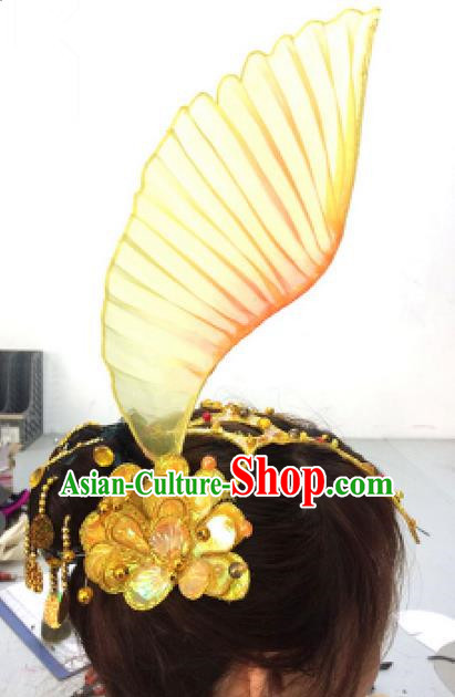 Traditional Ancient Chinese Classical Fish Dance Hair Accessories Props, Folk Yangko Dance Headwear Classical Dance Hair Ornaments for Women
