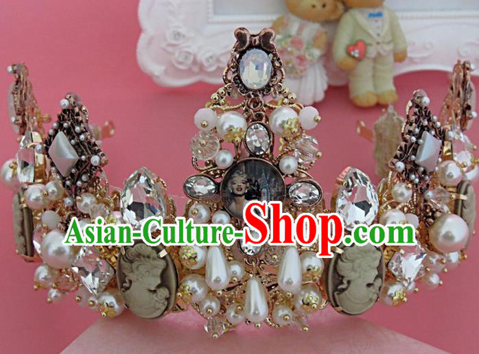 Top Grade Handmade Chinese Classical Hair Accessories, Children Baroque Style Headband Pearl Princess Royal Crown Coronet, Hair Sticks Hair Jewellery, Hair Clasp for Kids Girls