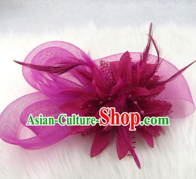 Top Grade Handmade Chinese Classical Hair Accessories, Children Baroque Style Purple Flowers Bobby Pin, Hair Sticks Hair Jewellery, Hair Clasp for Kids Girls