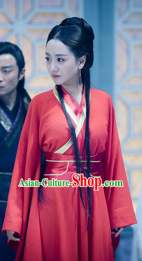 Traditional Ancient Chinese Swordswoman Elegant Costume, Chinese Ming Dynasty Chivalrous Heroine Red Wedding Dress, Cosplay Chinese Television Drama Flying Daggers Hanfu Clothing for Women