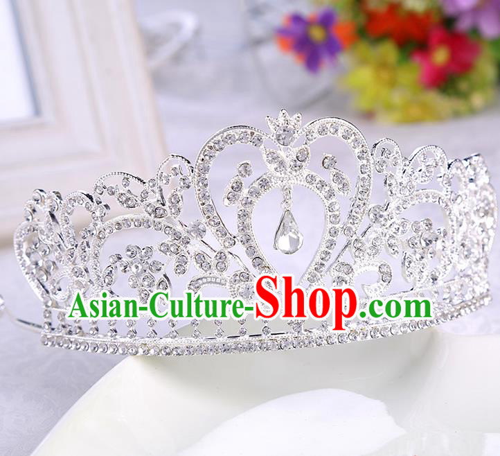 Top Grade Handmade Chinese Classical Hair Accessories, Children Headband Crystal Princess Royal Crown Silvery Coronet, Hair Sticks Hair Jewellery, Hair Clasp for Kids Girls