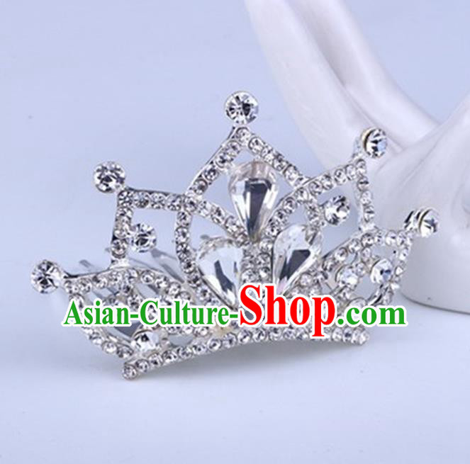 Top Grade Handmade Chinese Classical Hair Accessories, Children Baroque Style Headband Princess Royal Crown Rhinestone Imperial Crown, Hair Sticks Hair Jewellery, Hair Clasp for Kids Girls