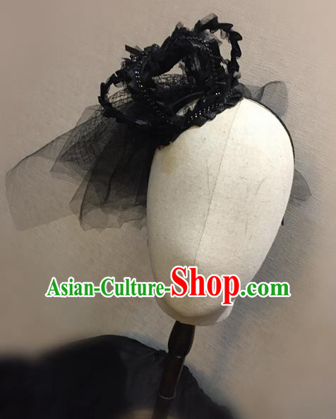 Top Grade Handmade Chinese Classical Hair Accessories, Children Baroque Style Headband Princess Black Royal Crown, Hair Sticks Hair Jewellery, Hair Clasp for Kids Girls