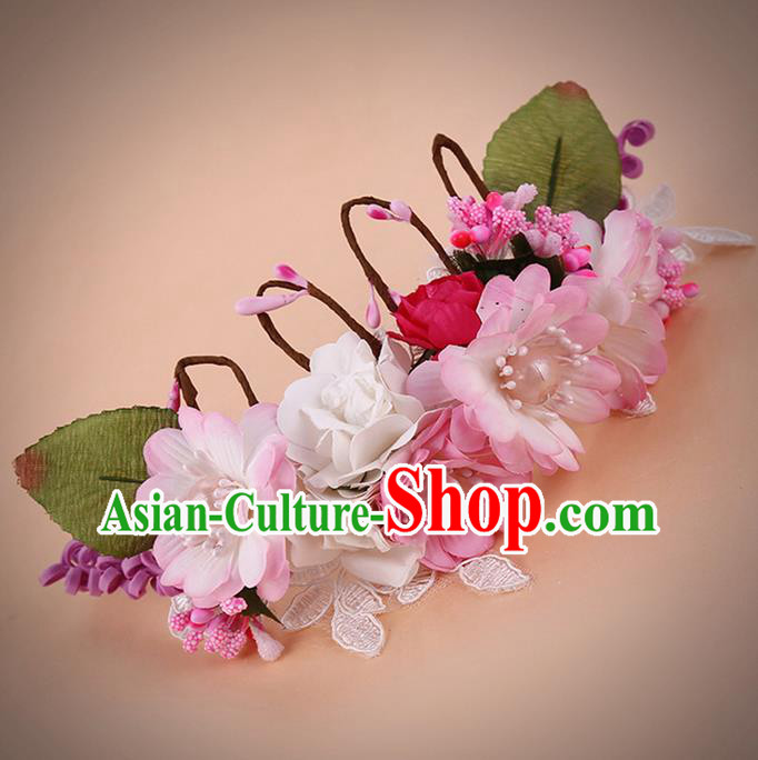 Top Grade Handmade Chinese Classical Hair Accessories, Children Baroque Style Headband Pearl Flowers Princess Crown, Hair Sticks Hair Jewellery Hair Clasp for Kids Girls