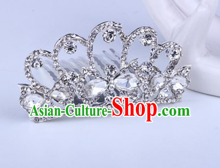 Top Grade Handmade Classical Swan Hair Accessories, Children Baroque Style Crystal Hairpins Rhinestone Princess White Royal Crown Hair Jewellery Hair Clasp for Kids Girls