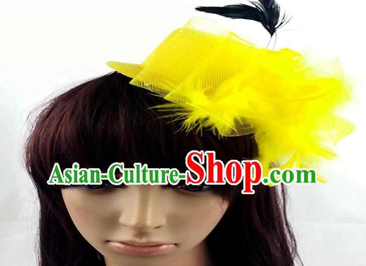 Top Grade Handmade Classical Hair Accessories Bobby Pin, Children Yellow Feathers Hairpins Hair Clasp for Kids Girls