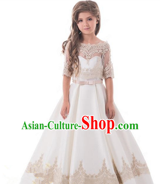 Top Grade Professional Compere Performance Catwalks Costume, Children Chorus Singing Group Baby Princess Wedding Full Dress Modern Dance Big Swing Bubble Dress for Girls Kids