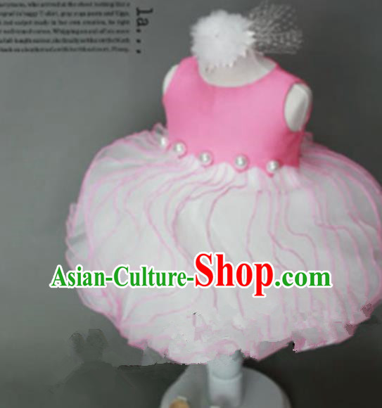 Top Grade Professional Compere Performance Catwalks Costume, Children Chorus Singing Group Layered Dress Full Dress Modern Dance Short Bubble Dress for Girls Kids