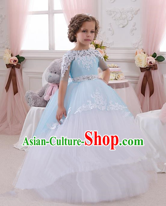 Top Grade Professional Compere Performance Catwalks Costume, Children Chorus Singing Group Baby Princess Layered Dress Full Dress Modern Dance Bubble Dress for Girls Kids