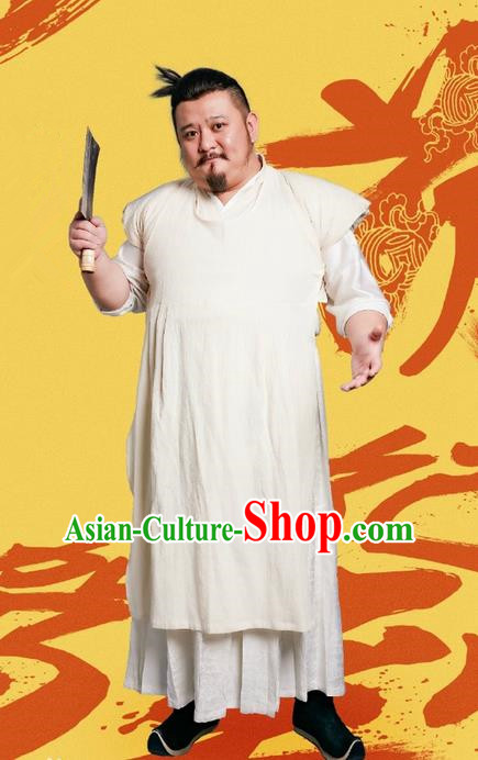 Traditional Ancient Chinese Butcher Costume Complete Set, Chinese Television Concubine Meng Comes Across Tang Dynasty Meatman Clothing for Men