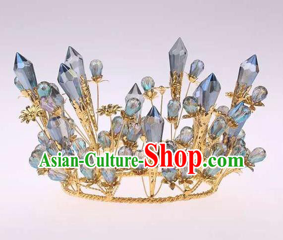 Top Grade Handmade Classical Hair Accessories, Children Baroque Style Crystal Queen Wedding Royal Crown Hair Jewellery Hair Clasp for Kids Girls