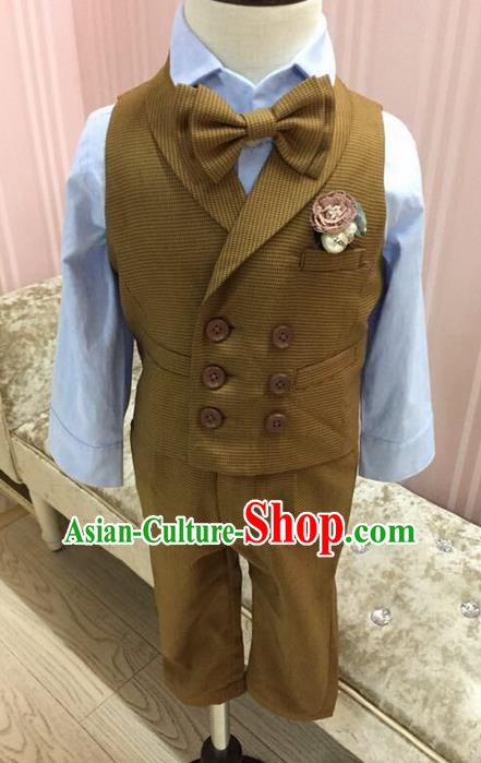 Top Grade Compere Professional Performance Catwalks Blazer Costume Complete Set, Children Chorus Customize Tuxedo Suits Modern Dance Modern Fancywork Little Gentleman Clothing for Boys Kids