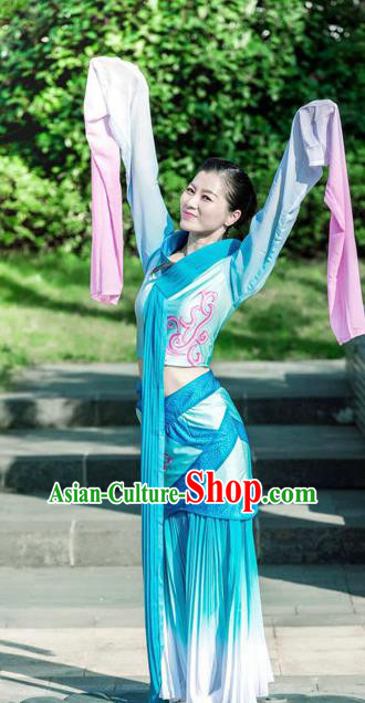 Traditional Chinese Ancient Flying Dance Water-Sleeve Yangge Fan Dancing Costume, Folk Dance Yangko Costume For Women