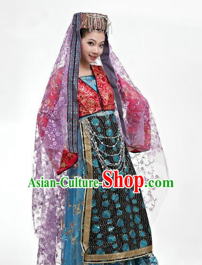 Traditional Chinese Hui Nationality Dancing Costume, Folk Dance Hui Ethnic Costume, Chinese Hui Minority Nationality Uigurian Dance Costume for Women