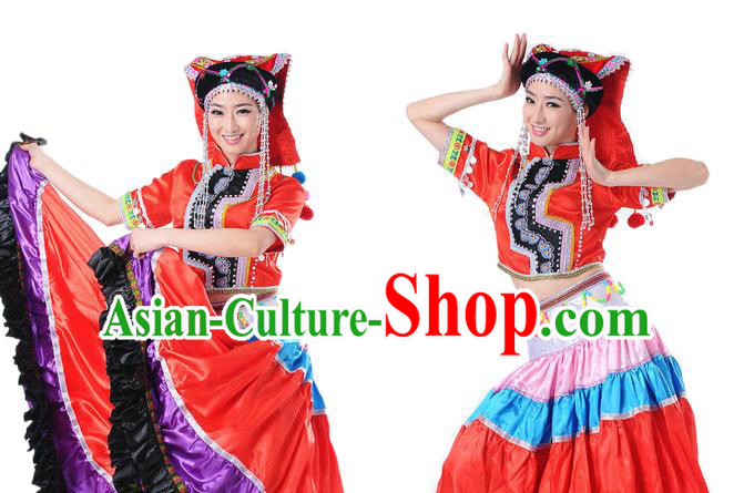 Traditional Chinese Yangge Fan Dancing Costume and Accessories