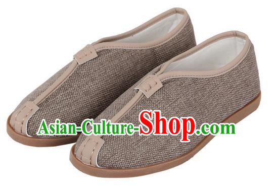 Top Grade Kung Fu Martial Arts Shoes Pulian Shoes, Chinese Traditional Tai Chi Linen Shoes Cloth Zen Jute Color Shoes for Women for Men
