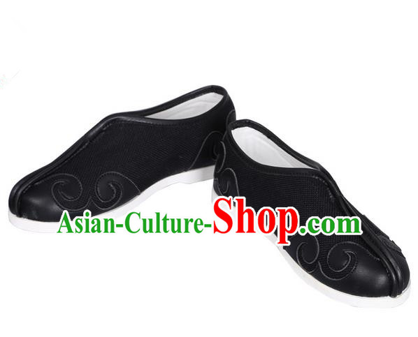 Top Chinese Traditional Tai Chi Black Linen Shoes Kung Fu Pulian Shoes Martial Arts Shoes for Men