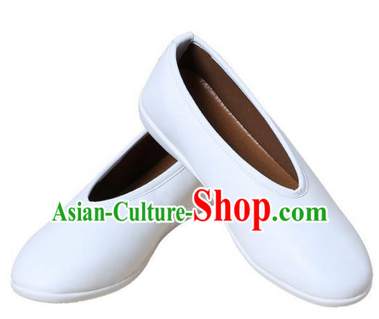 Top Chinese Traditional Tai Chi White Shoes Kung Fu Pulian Shoes Martial Arts Shoes for Men