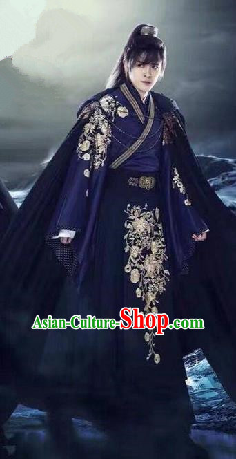 Traditional Chinese Ancient Imperial Prince Swordsman Costume and Headpiece Complete Set, China Ming Dynasty Secret Service Suit Imperial Bodyguard Clothing for Men