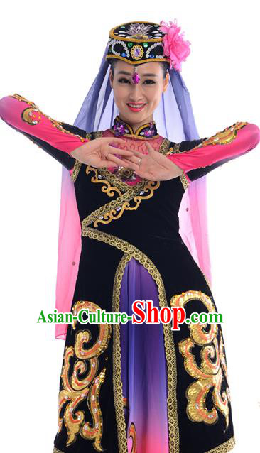 Traditional Chinese Hui Nationality Dancing Costume, Folk Dance Ethnic Costume, Chinese Minority Nationality Uigurian Dance Costume for Women